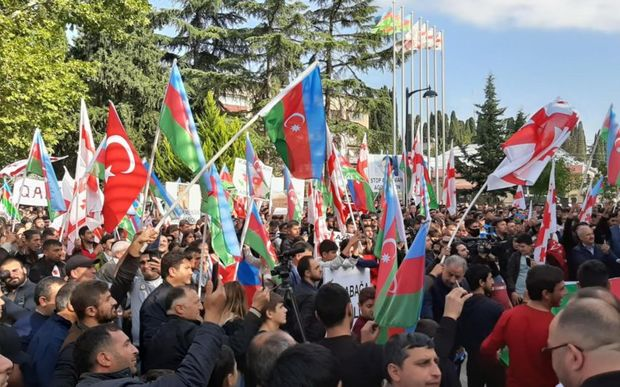 Gürcüstan azərbaycanlıları Marneulidə Azərbaycana dəstək aksiyası keçirdi -