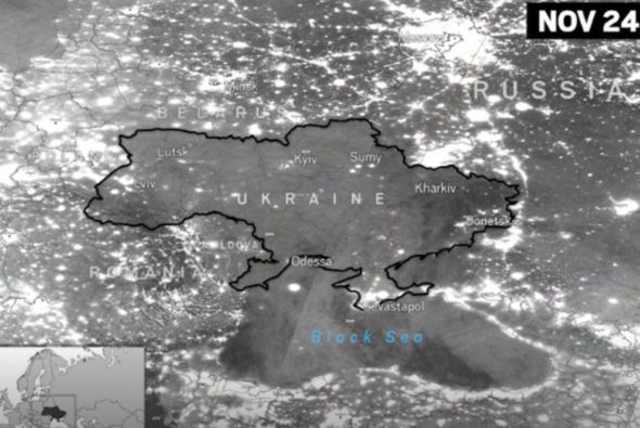 NASA işıqsız qalan Ukraynanın kosmosdan fotosunu paylaşdı -