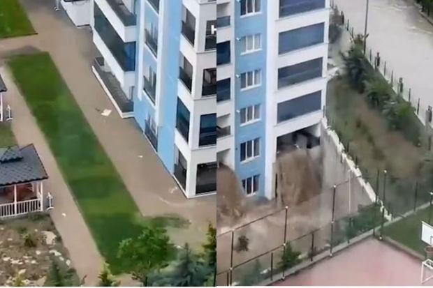 Ankarada sel yaşayış binasının üçüncü mərtəbəsinə qədər qalxdı