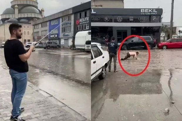 Yağış sularında balıq tutan bursalılar
